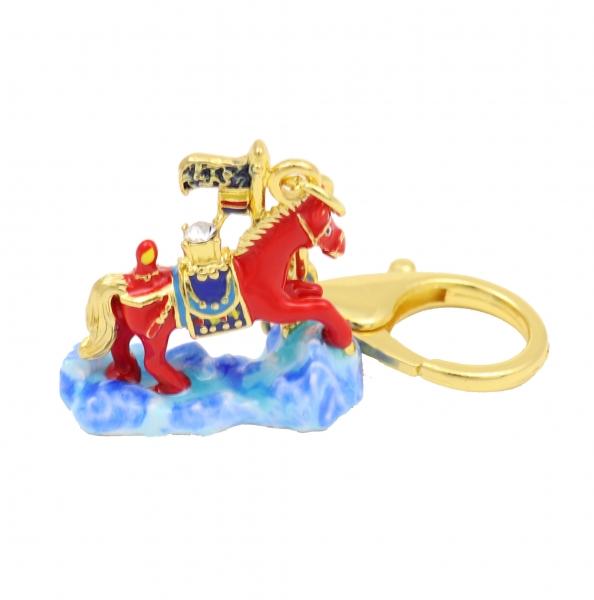 Feng Shui Import Victorious Windhorse Carrying A Jewel Amulet Keychain