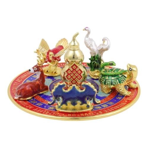 Feng Shui Import Vitality Activator Plate With 6 Auspicious Symbol And Animal Statue