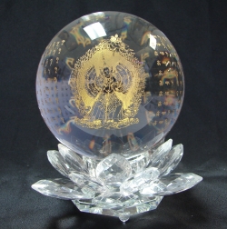 feng shui import White Umbrella Goddess Crystal Sphere With Lotus Stand