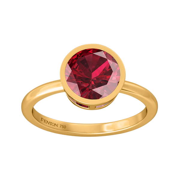 Fenton Bezel Round Ruby 18K Yellow Gold Ring