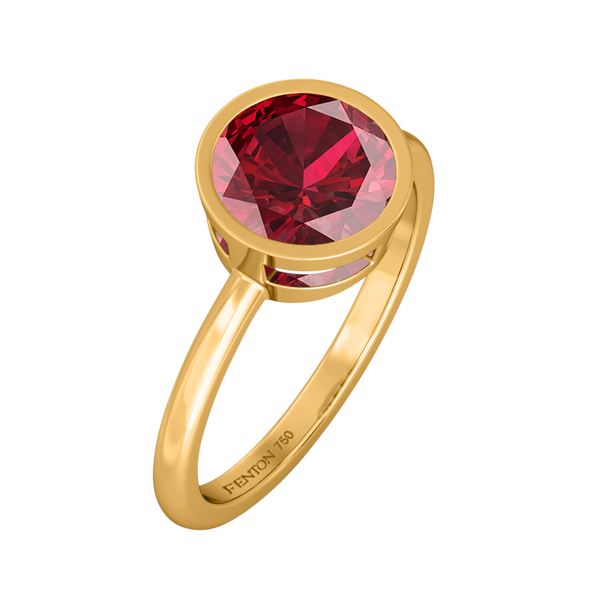 Fenton Bezel Round Ruby 18K Yellow Gold Ring