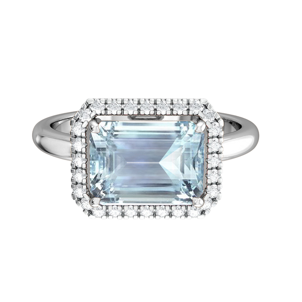 fenton East West Emerald Aquamarine Platinum Ring