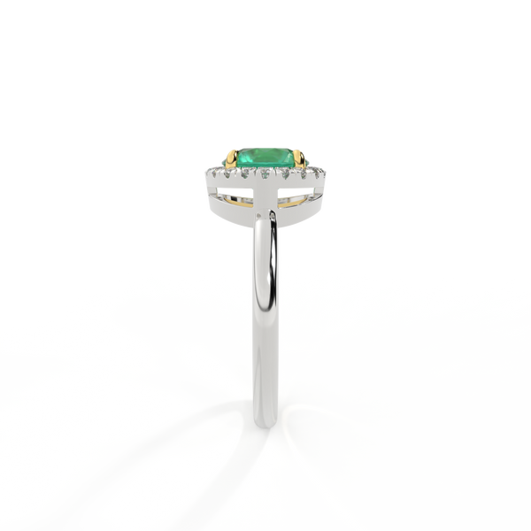 Fenton Halo Round Emerald Platinum Ring