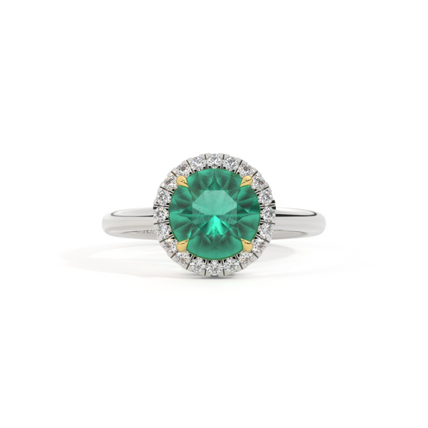 fenton Halo Round Emerald Platinum Ring