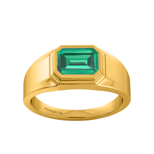 Fenton Signet Emerald Emerald 18K Yellow Gold Ring