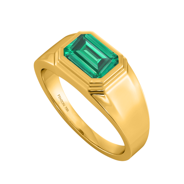 Fenton Signet Emerald Emerald 18K Yellow Gold Ring