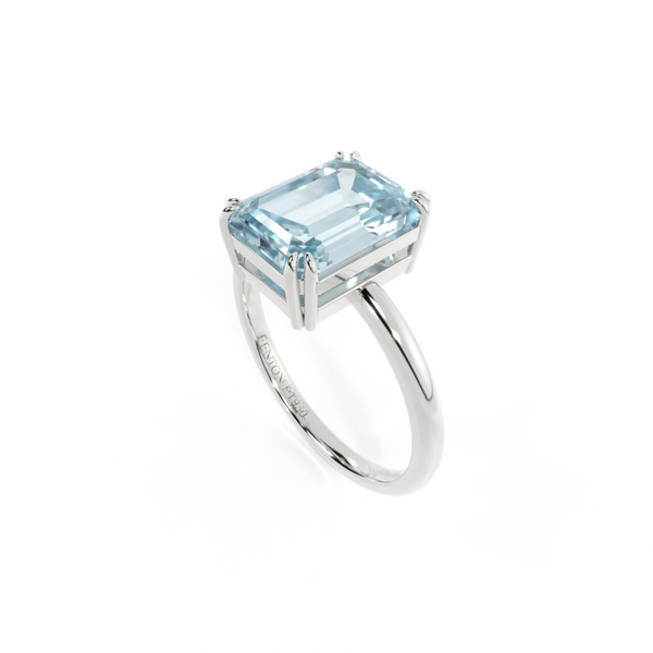 Fenton Solitaire Emerald Aquamarine Platinum Ring