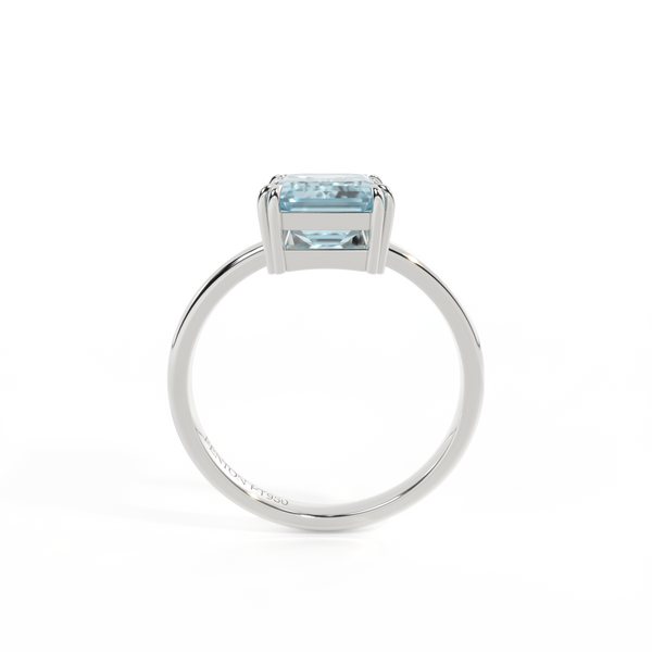 Fenton Solitaire Emerald Aquamarine Platinum Ring