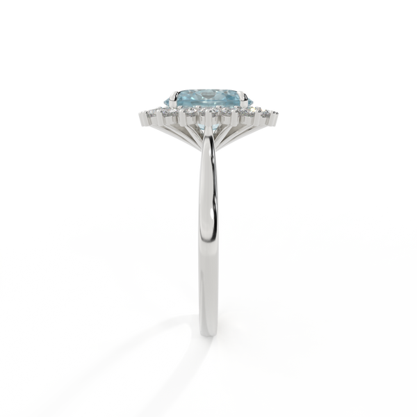 Fenton Star Oval Aquamarine Platinum Ring