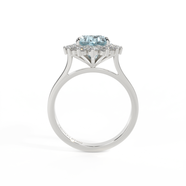 Fenton Star Oval Aquamarine Platinum Ring