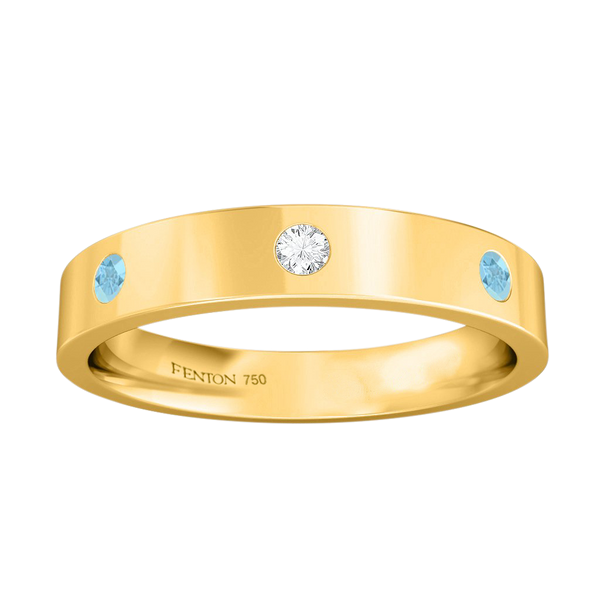 Fenton The Three Stone Aquamarine 18K Yellow Gold