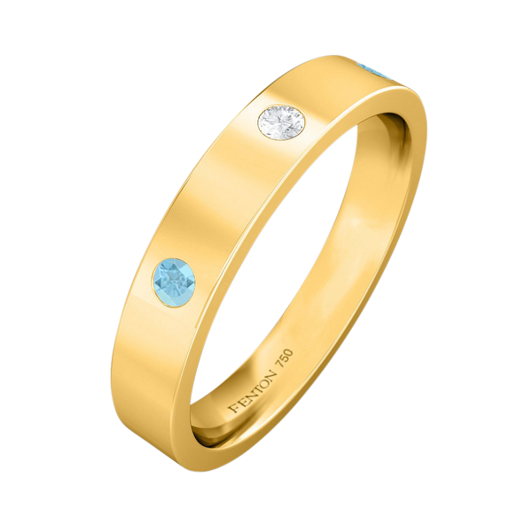 Fenton The Three Stone Aquamarine 18K Yellow Gold