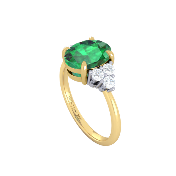 Fenton Trefoil Oval Emerald 18K Yellow Gold Ring