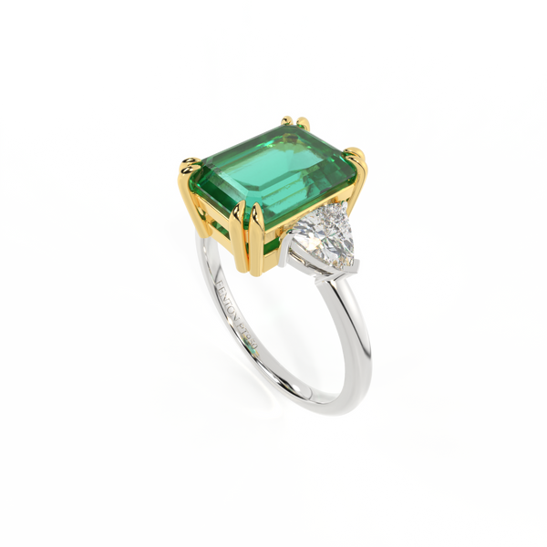 Fenton Trilogy Emerald Emerald Platinum Ring