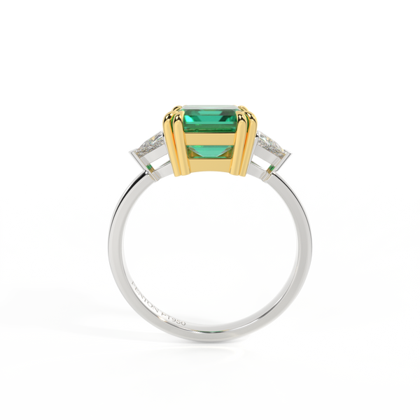 Fenton Trilogy Emerald Emerald Platinum Ring