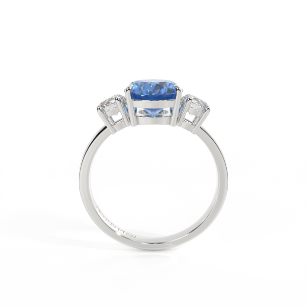 Fenton Trilogy Oval Blue Sapphire Platinum Ring