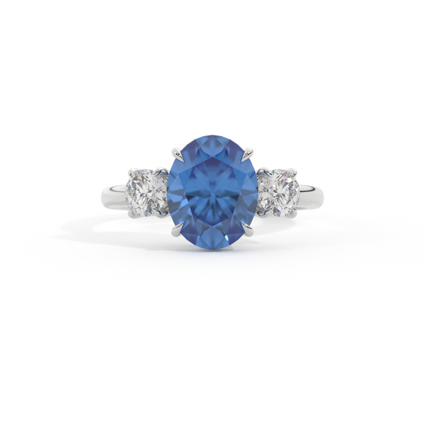 fenton Trilogy Oval Blue Sapphire Platinum Ring