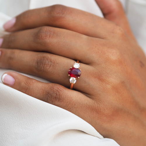 Fenton Trilogy Oval Ruby 18K Yellow Gold Ring
