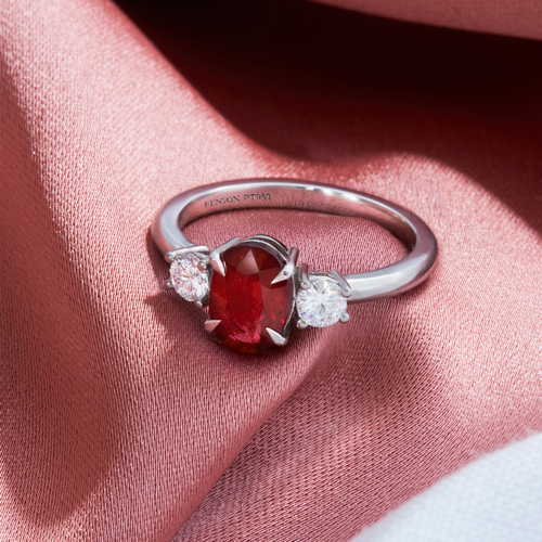 Fenton Trilogy Oval Ruby 18K Yellow Gold Ring