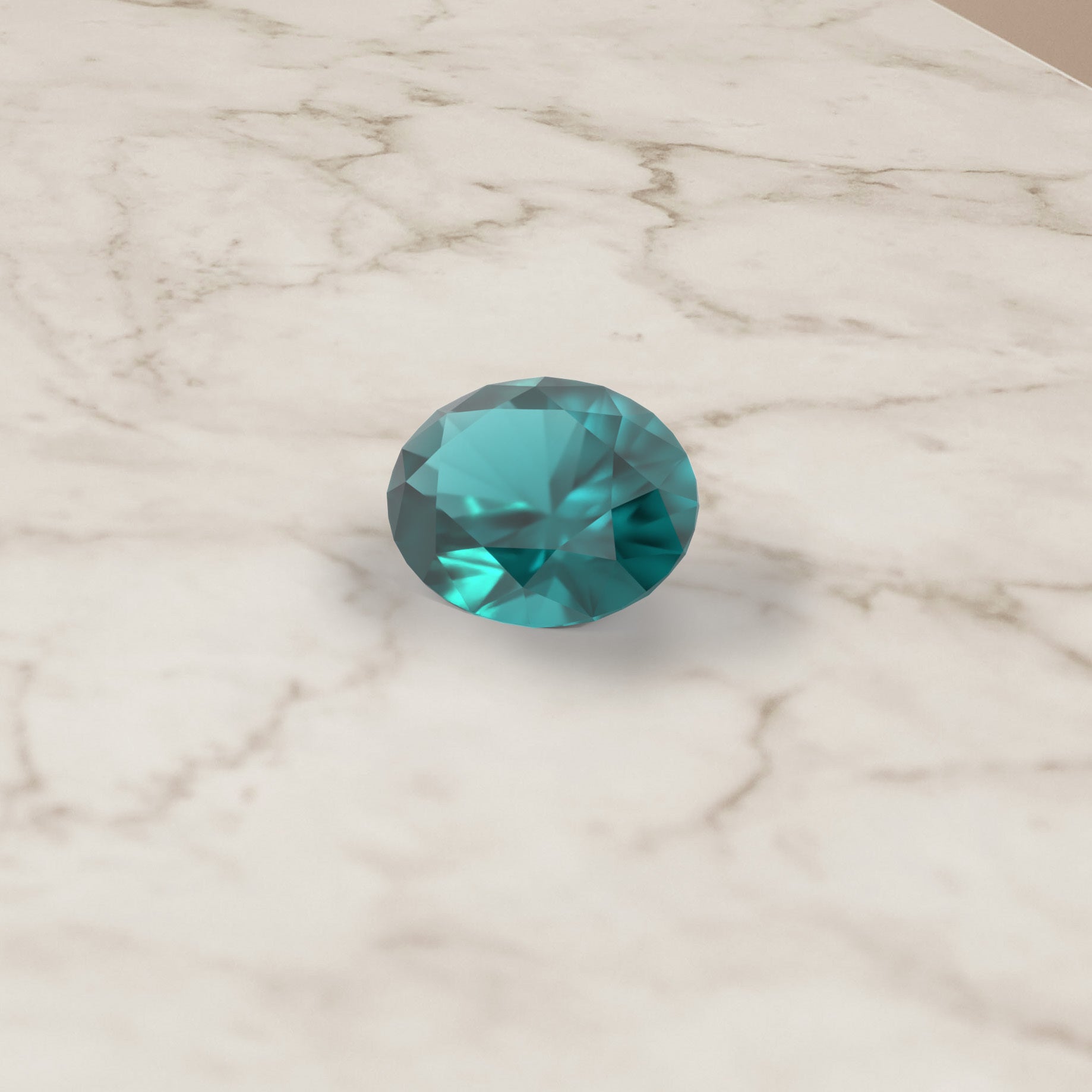 Fenton Trilogy Oval Teal Sapphire Platinum Ring