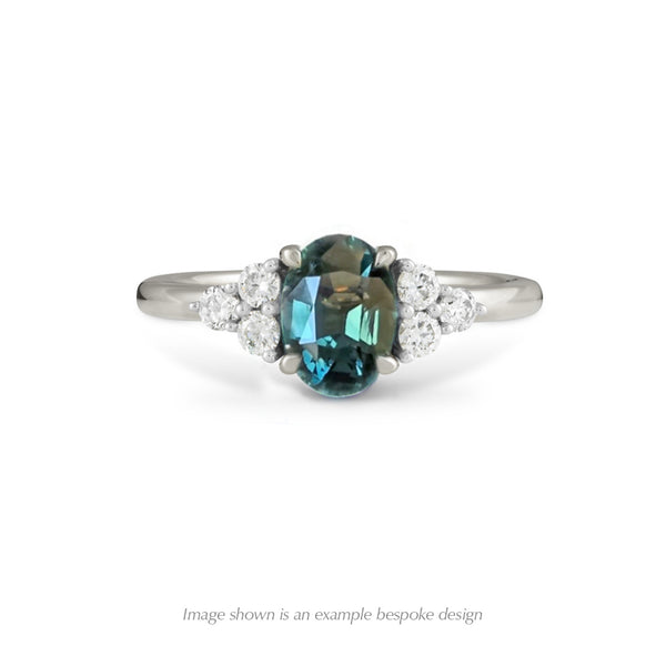 fenton Trilogy Oval Teal Sapphire Platinum Ring