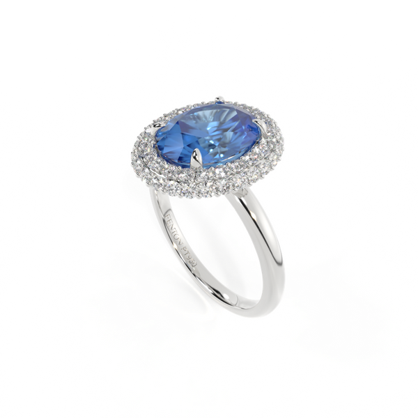 Fenton Vintage Oval Blue Sapphire Platinum Ring