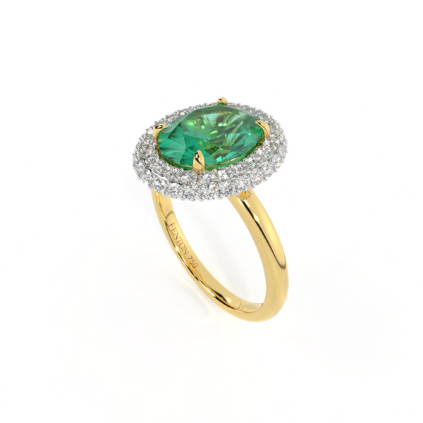 Fenton Vintage Oval Emerald 18K Yellow Gold Ring