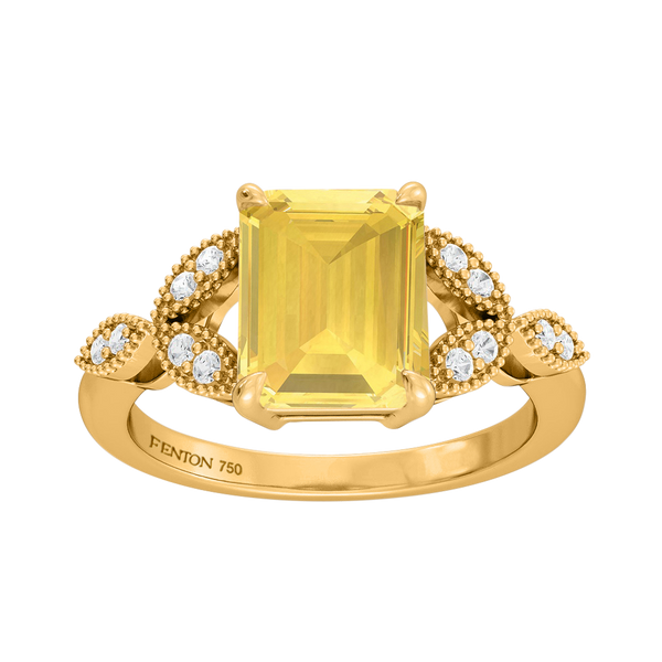 Fenton Floral Emerald Yellow Sapphire 18K Yellow Gold Ring