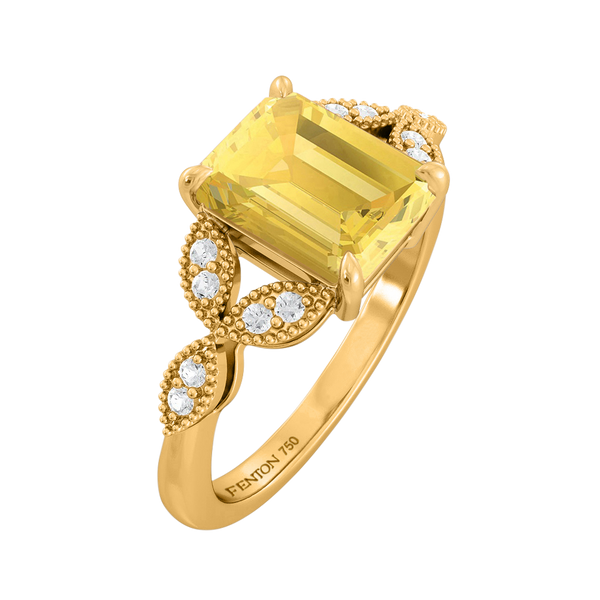 Fenton Floral Emerald Yellow Sapphire 18K Yellow Gold Ring