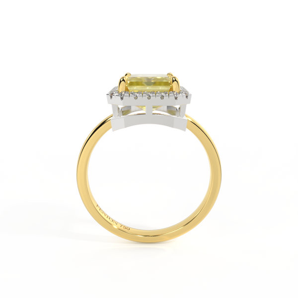 Fenton Halo Emerald Yellow Sapphire 18K Yellow Gold Ring