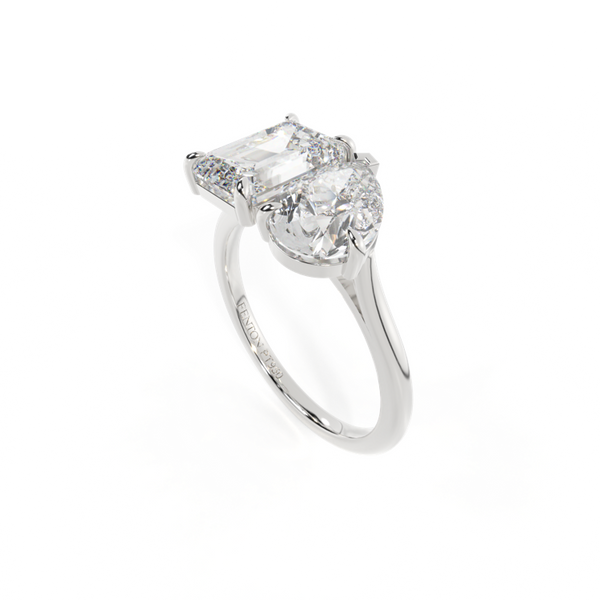 Fenton Lab Grown Solar Diamond Toi Et Moi Emerald Diamond Platinum Ring