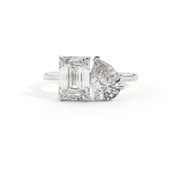 fenton Lab Grown Solar Diamond Toi Et Moi Emerald Diamond Platinum Ring