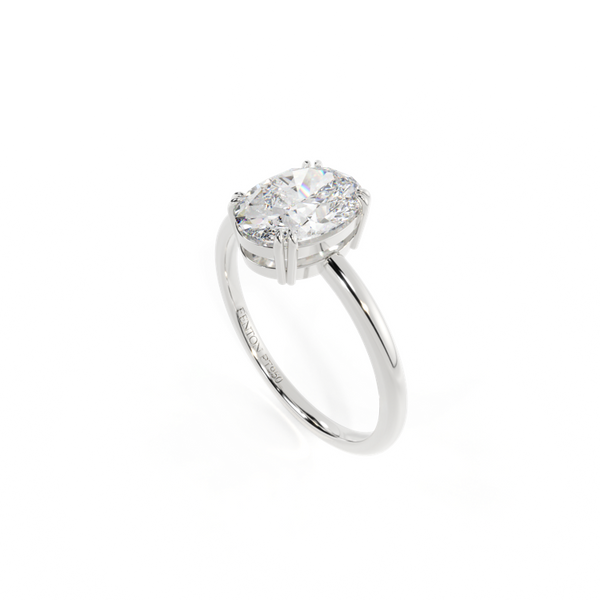 Fenton Naturally Mined Diamond Solitaire Oval Cut Platinum Ring