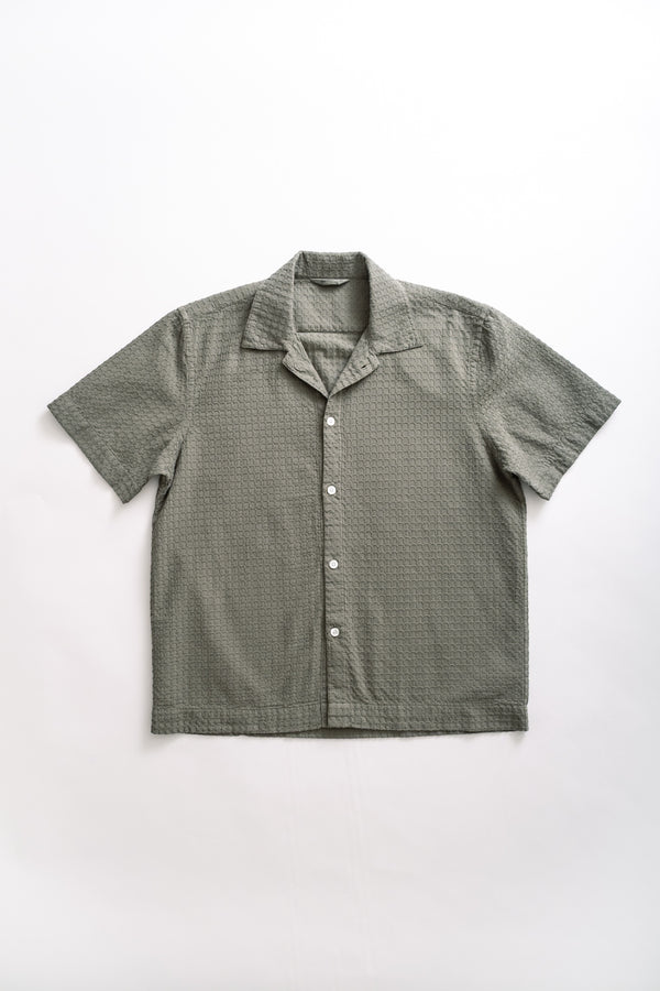 fera RESORT SHIRT - OLIVE GEO WEAVE