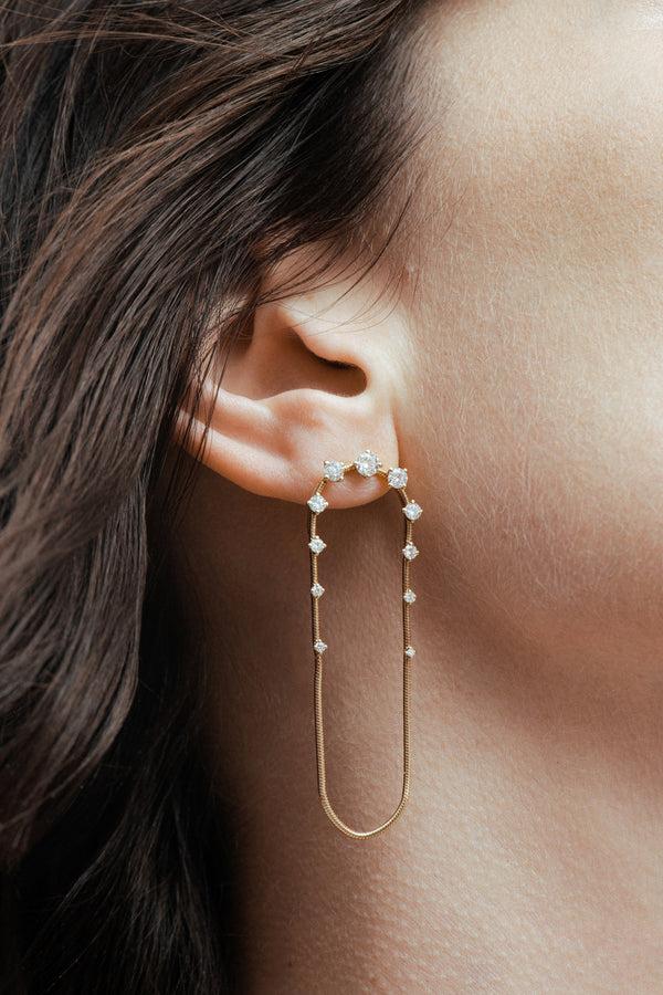 Fernando Jorge Diamonds On Single Chain Long Earrings
