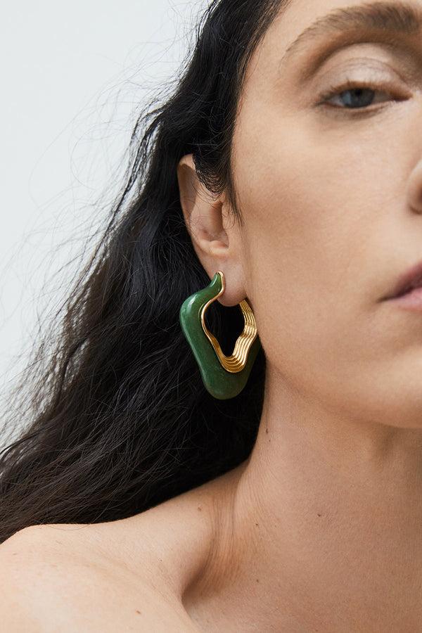 Fernando Jorge Stream Wave Stone Hoop Earrings