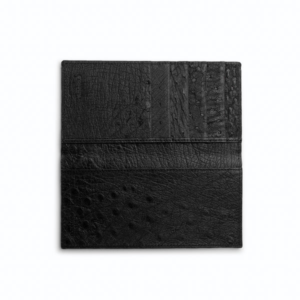 Ferrini Full Quill Ostrich Checkbook Black