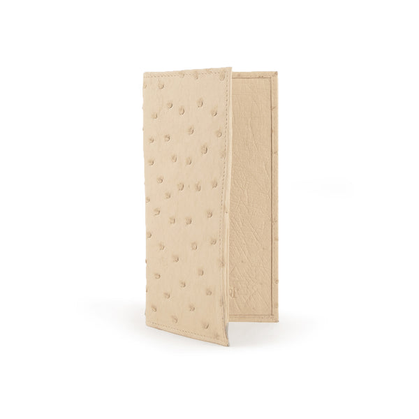 ferrini Full Quill Ostrich Checkbook Winter White