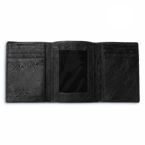 Ferrini Full Quill Ostrich Trifold Black