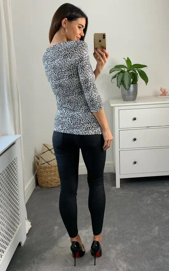 Fever London Animal Top Colour Black White Khaki