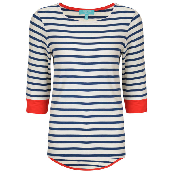 fever london Brigitte Striped Top Cream/Navy/Red