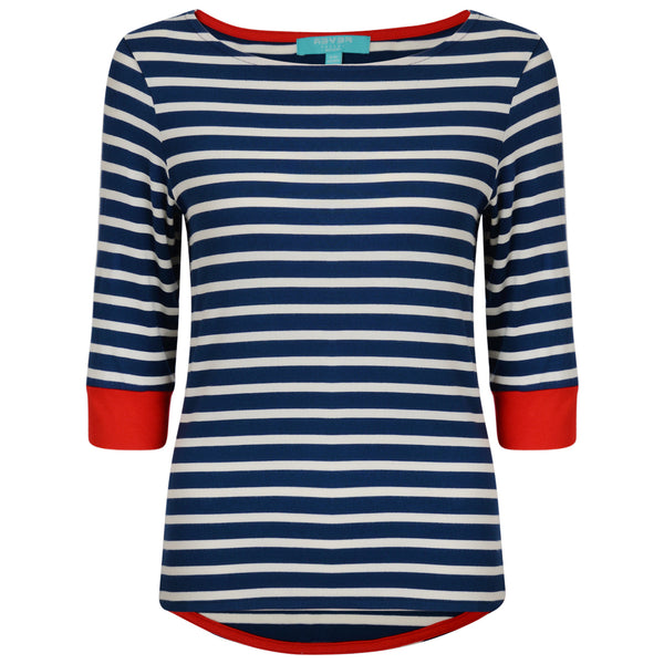 Fever London Brigitte Striped Top Navy/Cream/Red