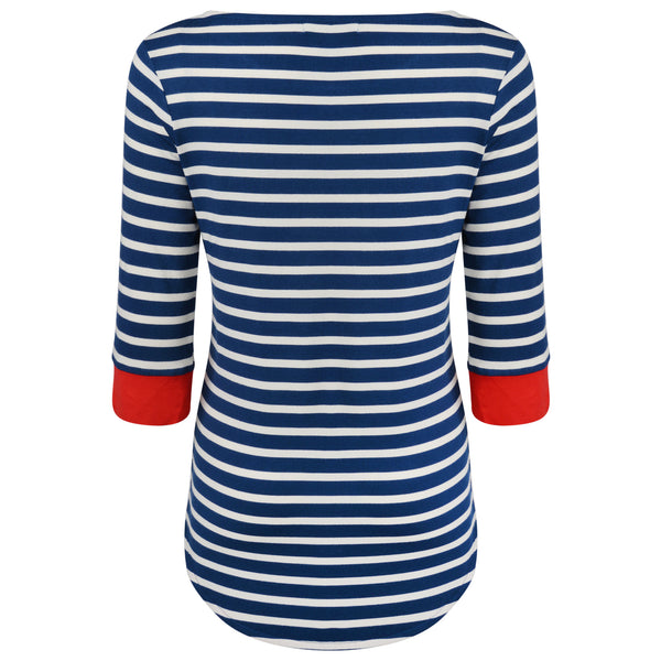 Fever London Brigitte Striped Top Navy/Cream/Red