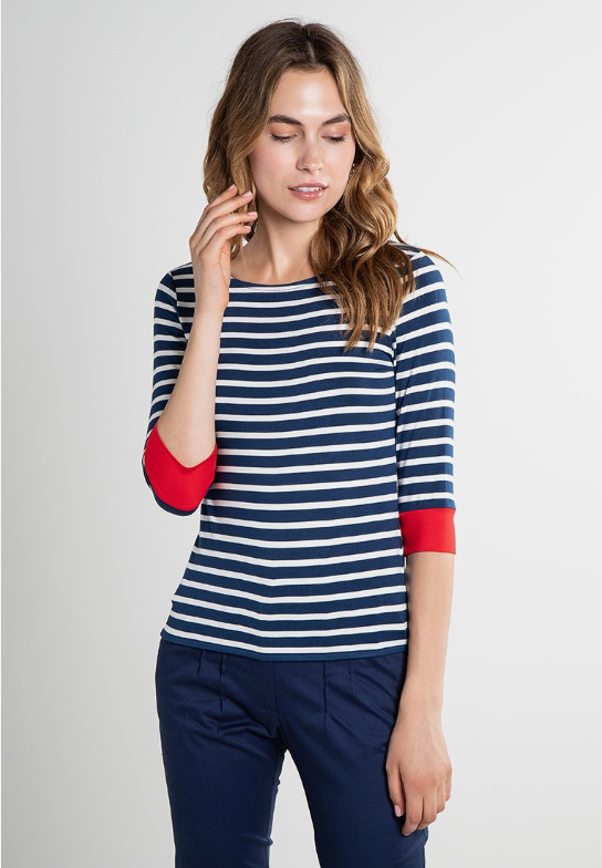 Fever London Brigitte Striped Top Navy/Cream/Red