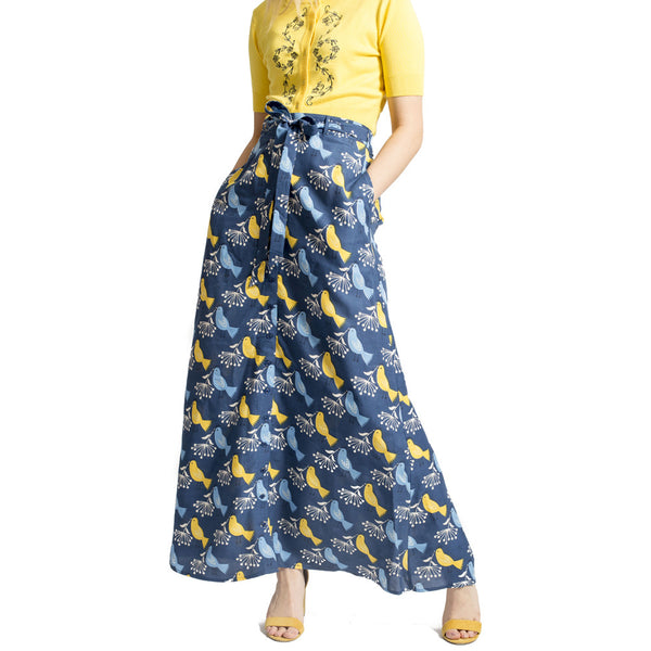 Fever London Cassie Maxi Skirt Navy Multi