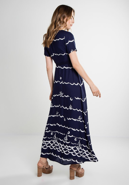 Fever London Clovelly Maxi Dress Navy/Cream