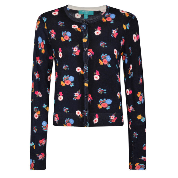 Fever London Ditsy Floral Cardigan Navy Multi
