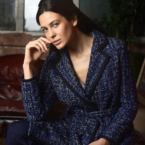 Fever London Enid Coat Sapphire/Black