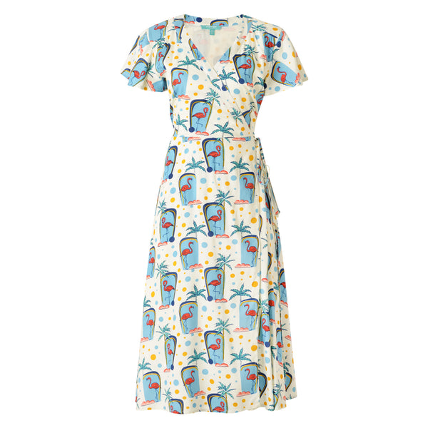 fever london Flamingo Wrap Dress Multi