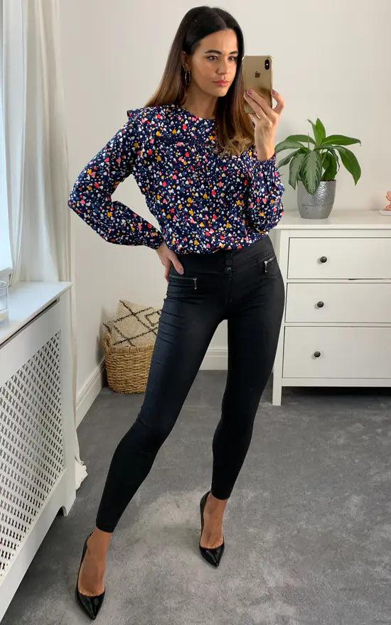 Fever London Heart Frill Blouse Colour Multi